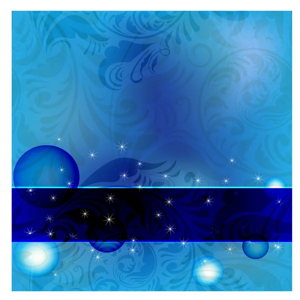 シームレスなフローラル ビンテージ背景に青いフレーム — ストックベクタ