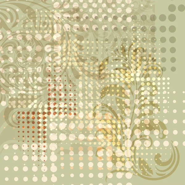 Grunge 背景与花卉元素和点 — 图库矢量图片