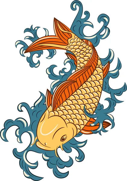 Японський стиль кої (риба коропа ) — стоковий вектор