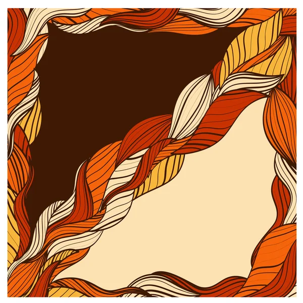 Рамка с оранжевыми и коричневыми косами на черном — стоковый вектор