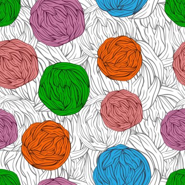 Bright tangles on seamless monochrome background clipart