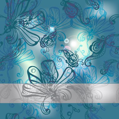 seamless absrtact background with flowers and butterflies, clipart