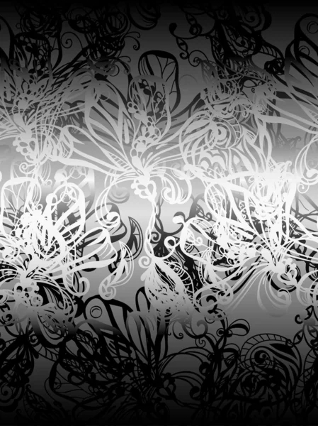 Fond monochrome sans couture avec des fleurs abstraites — Image vectorielle
