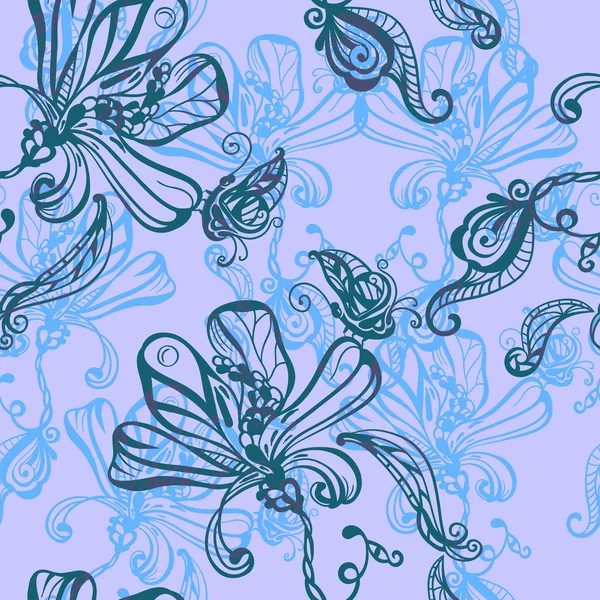 Bezešvé absrtact pozadí s květinami a motýli — Stockový vektor