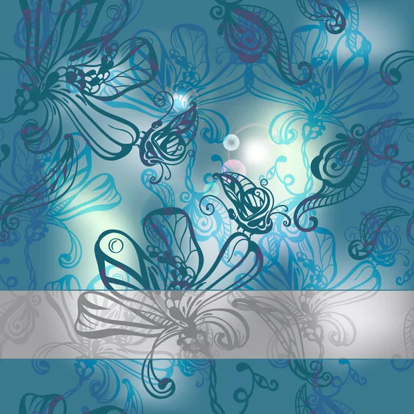Бесшовный absrtact фон с цветами и бабочками , — стоковый вектор