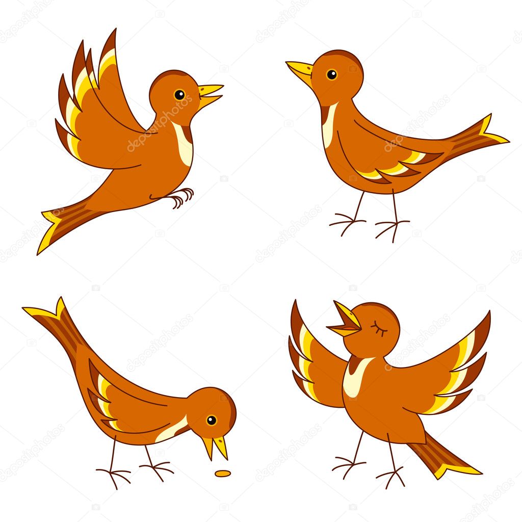 Set of four stylized birds. Vector EPS8.
