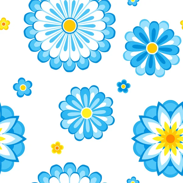 Flores azuis sem costura padrão —  Vetores de Stock