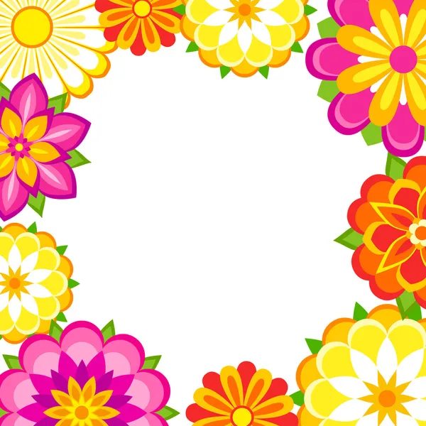 Colorful flowers frame — Stock Vector