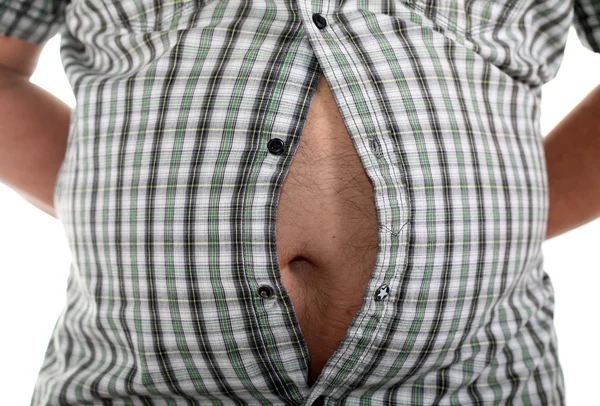 Magen Sprack Genom Skjortan — Stockfoto