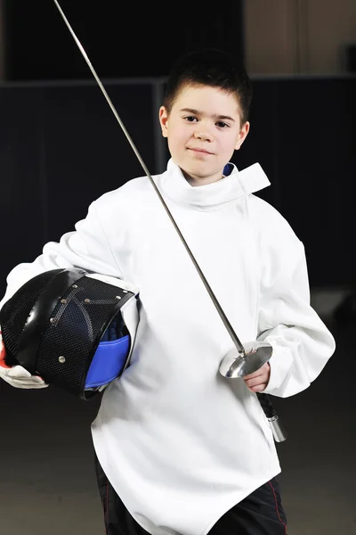 Retrato de atleta de deporte espada en formación — Stok fotoğraf