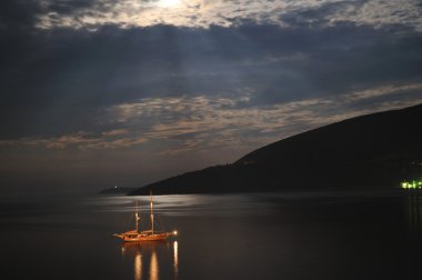 Luxury tourist boat at sea on summer vacation