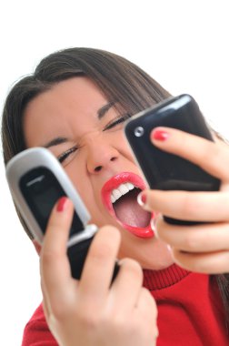 genç kadın cep telefonunuzun konuşma