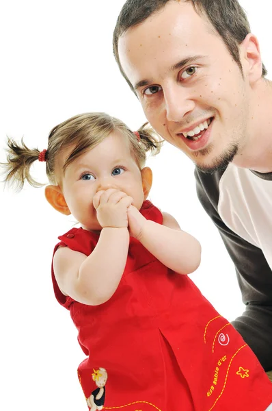 Молодий батько грає з красивою дочкою — стокове фото