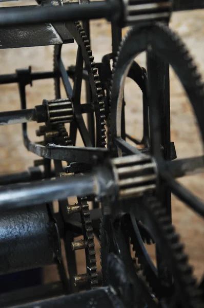 Old big clock mechanism machine engine — Stock Photo, Image