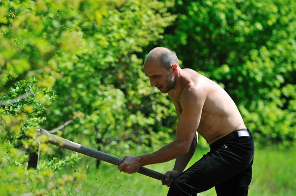 정원 일 하는 남자 — 스톡 사진