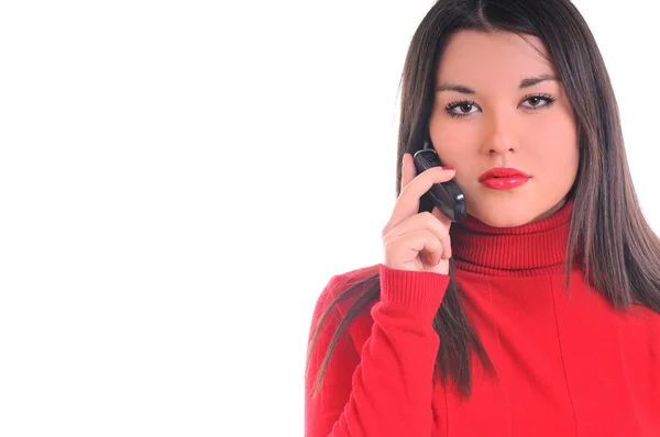 Młoda kobieta rozmowy na telefon komórkowy — Zdjęcie stockowe