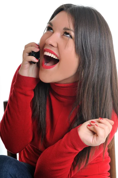 Mujer joven hablar en el teléfono celular —  Fotos de Stock