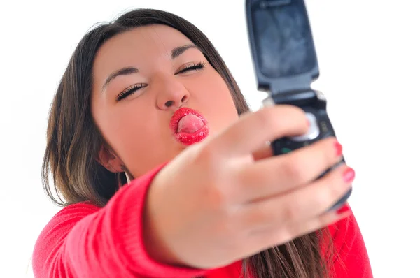 Giovane donna parlare sul cellulare — Foto Stock