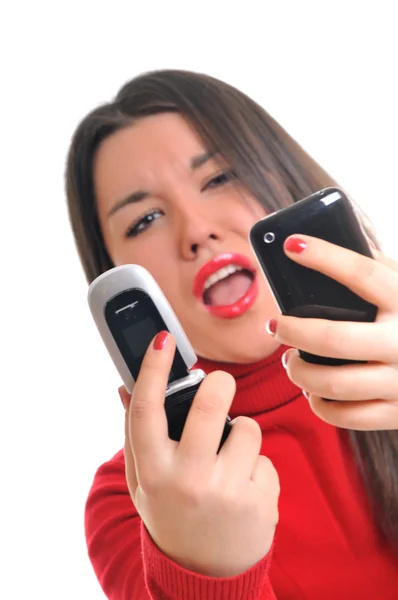 Jovem mulher falar no celular — Fotografia de Stock