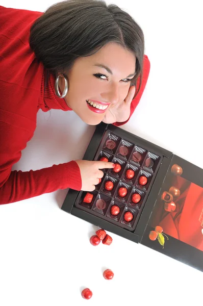 Chocolade vrouw — Stockfoto