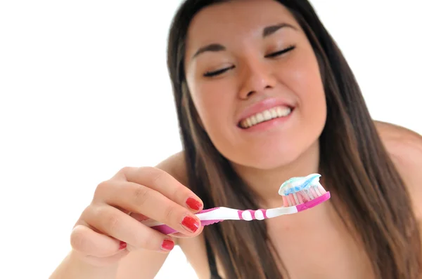 Nő fogászati ellátás — Stock Fotó