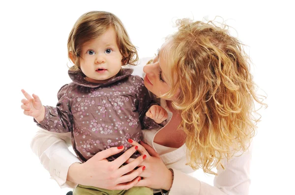 Mother and littler girl isolated — Stock Photo, Image