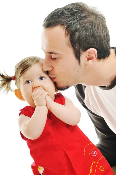 Young father play with beautiful daughter — Stock Photo, Image