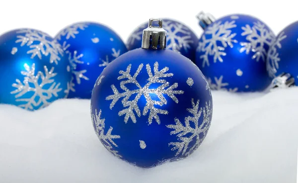 Blue balls with snowflakes — Stock fotografie