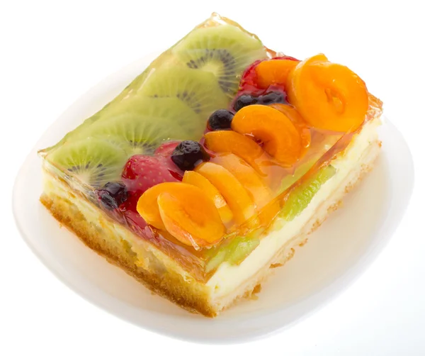 Curd tårta med frukter och bär — Stockfoto