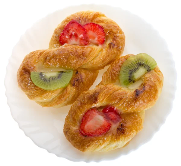 Ciasto francuskie z kiwi i truskawek — Zdjęcie stockowe