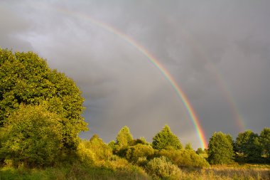 Double rainbow in sky clipart