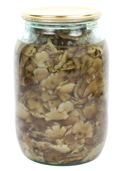 Marinated mushrooms in jar — Stock Photo, Image