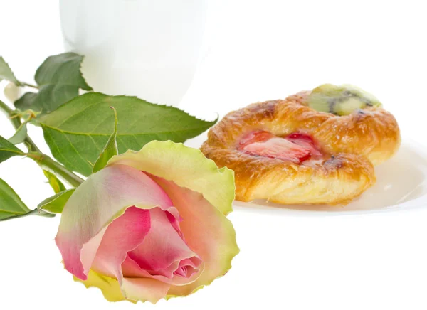 Rosa e pastelaria — Fotografia de Stock