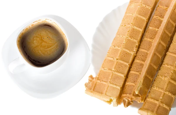 Wafers and coffee — Stock Photo, Image