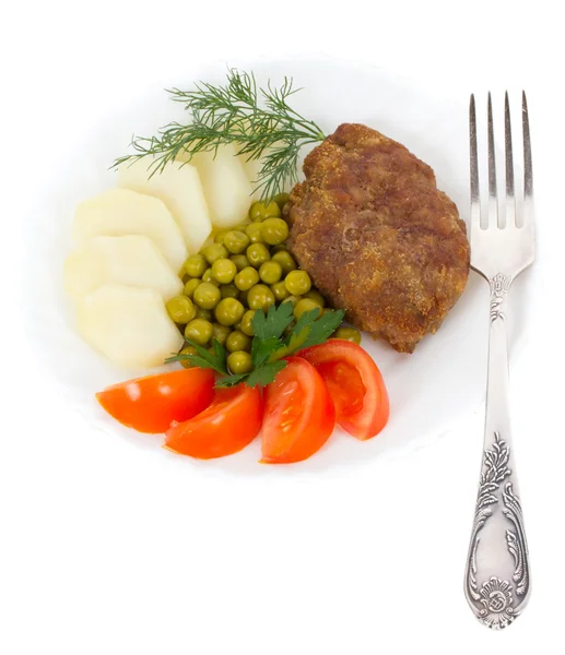 Schnitzel met groenten — Stockfoto
