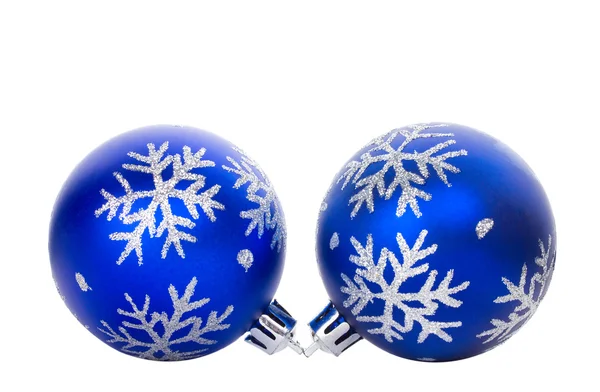 Bola azul com flocos de neve — Fotografia de Stock