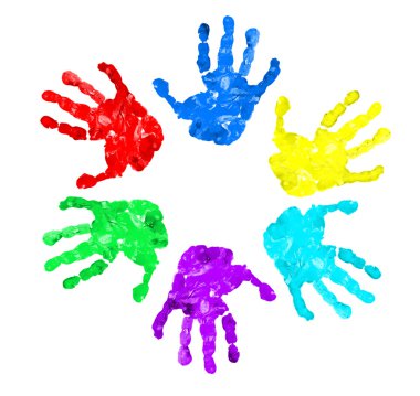 Set of hand prints of diffrent colors clipart