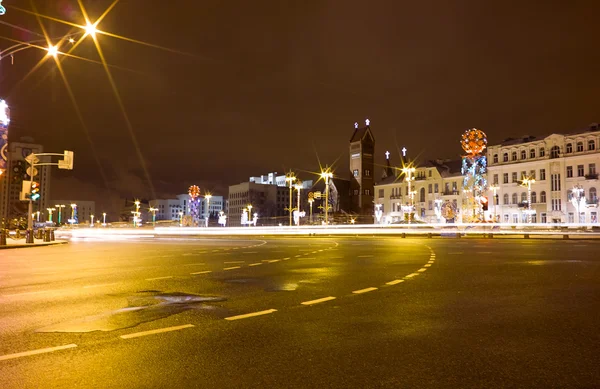 stock image Independence square at night Minsk