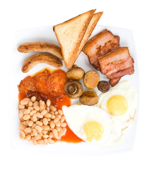 Pequeno Almoço Inglês Tradicional Isolado Branco — Fotografia de Stock