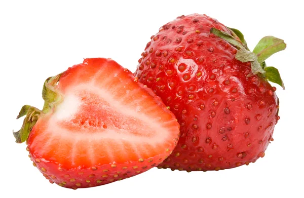 Close Strawberries Isolated White — Stock Photo, Image