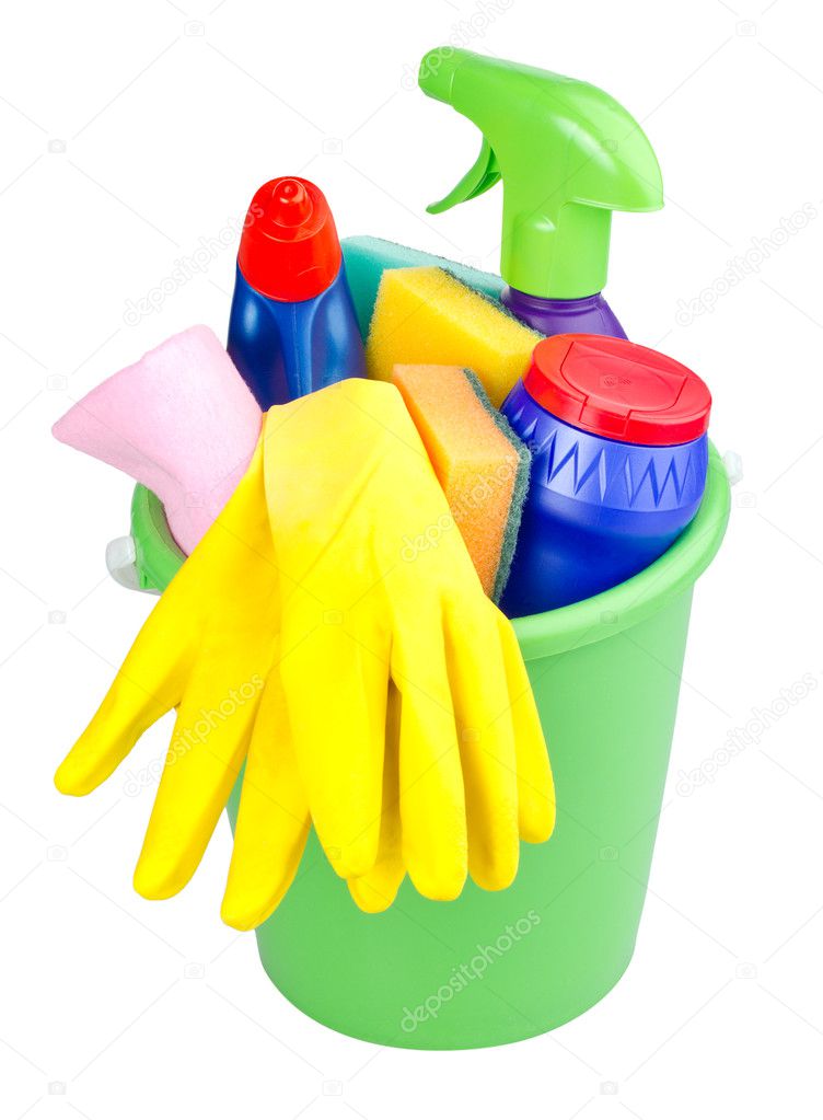 Bucket with cleaning articles — Stock Photo © Alekcey 4799170