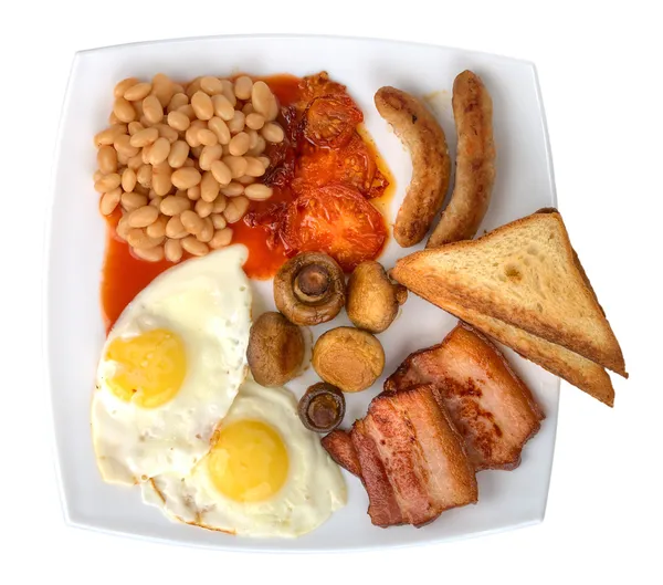 Close Παραδοσιακό Αγγλικό Πρωινό Απομονώνονται Λευκό — Φωτογραφία Αρχείου