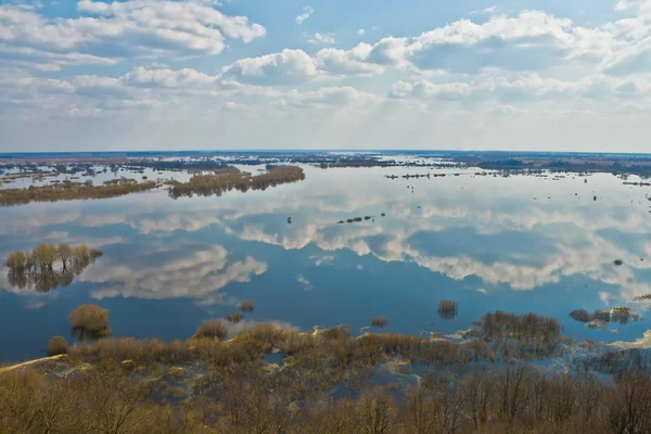 Nehir Dnepr Bahar Zaman Yukarıdan Görmek — Stok fotoğraf