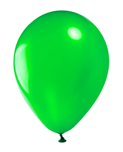 白で隔離され クローズ アップの緑の風船 — ストック写真