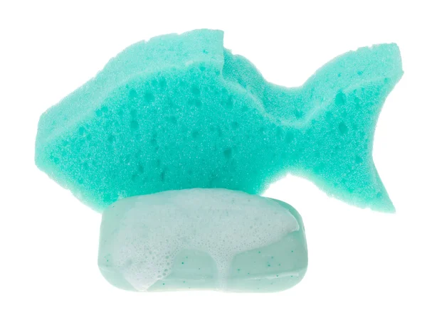Bath sponge and soap — Stock Photo, Image