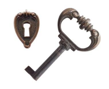 Old key and keyhole clipart