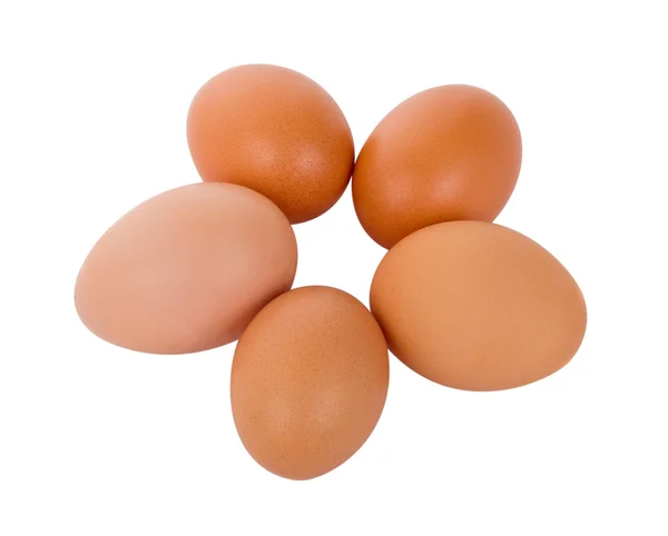 5 つの茶色の卵 — ストック写真