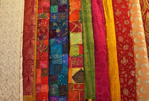 Colorful turkish fabric samples — Stock Photo, Image