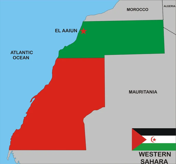 Mappa Politica Del Paese Del Sahara Occidentale Con Vicini Bandiera — Foto Stock