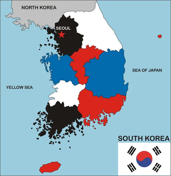 Mapa Jižní Koreje — Stock fotografie